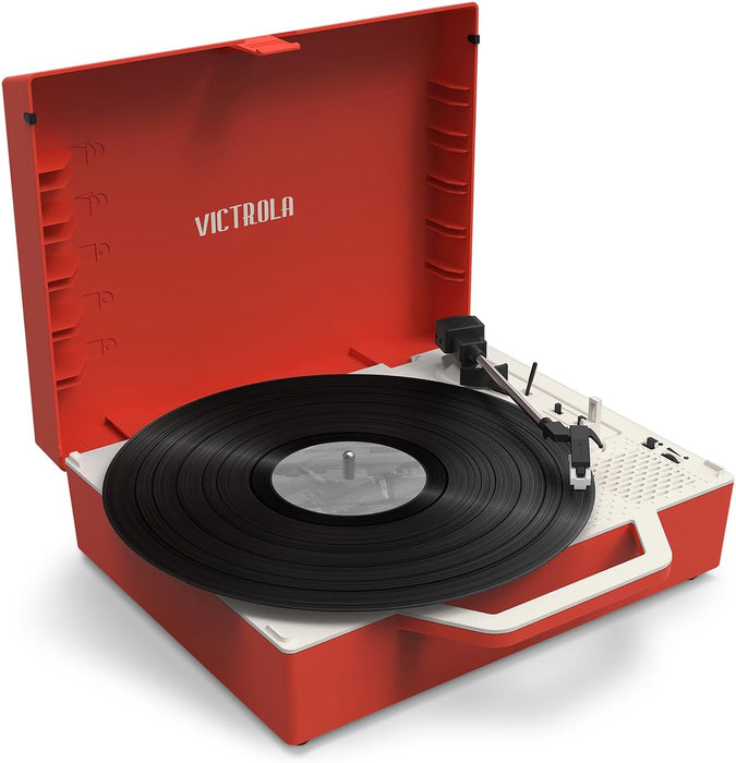 Victrola Re-Spin Sustainable Bluetooth Suitcase Record Player with Illinois @ Chicago Flames Primary Logo