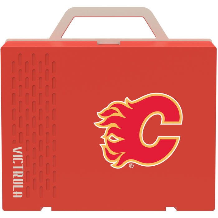 Victrola Re-Spin Sustainable Bluetooth Suitcase Record Player with Calgary Flames Primary Logo