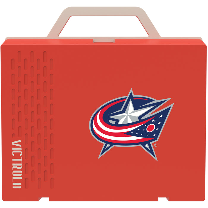 Victrola Re-Spin Sustainable Bluetooth Suitcase Record Player with Columbus Blue Jackets Primary Logo