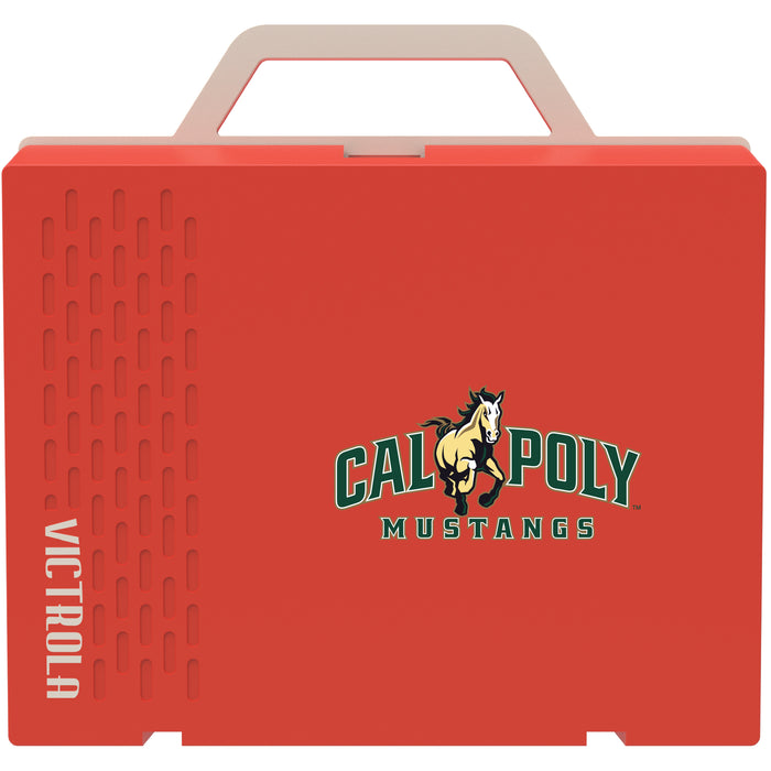 Victrola Re-Spin Sustainable Bluetooth Suitcase Record Player with Cal Poly Mustangs Primary Logo