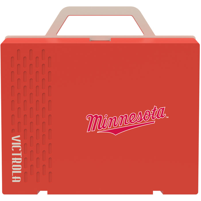 Victrola Re-Spin Sustainable Bluetooth Suitcase Record Player with Minnesota Twins Wordmark Logo