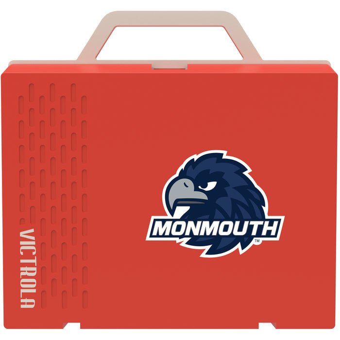 Victrola Re-Spin Sustainable Bluetooth Suitcase Record Player with Monmouth Hawks Primary Logo