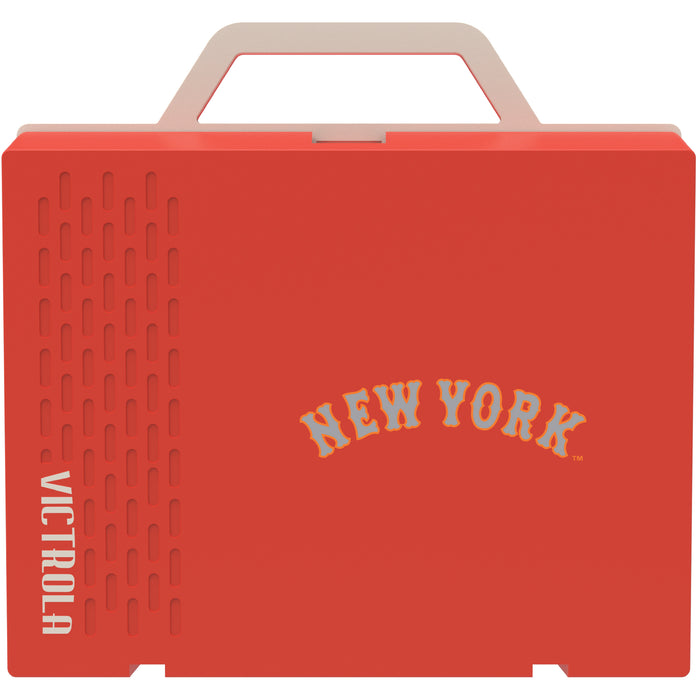 Victrola Re-Spin Sustainable Bluetooth Suitcase Record Player with New York Mets Wordmark Logo