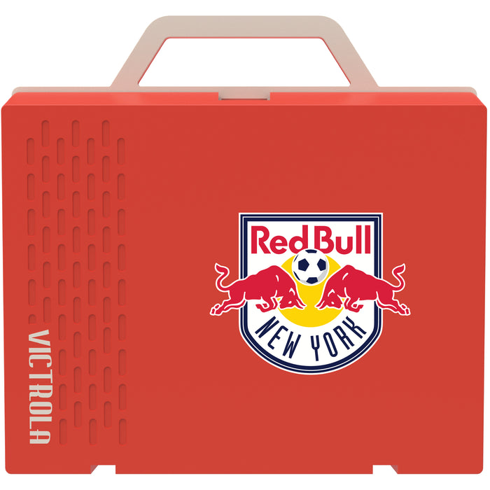 Victrola Re-Spin Sustainable Bluetooth Suitcase Record Player with New York Red Bulls Primary Logo