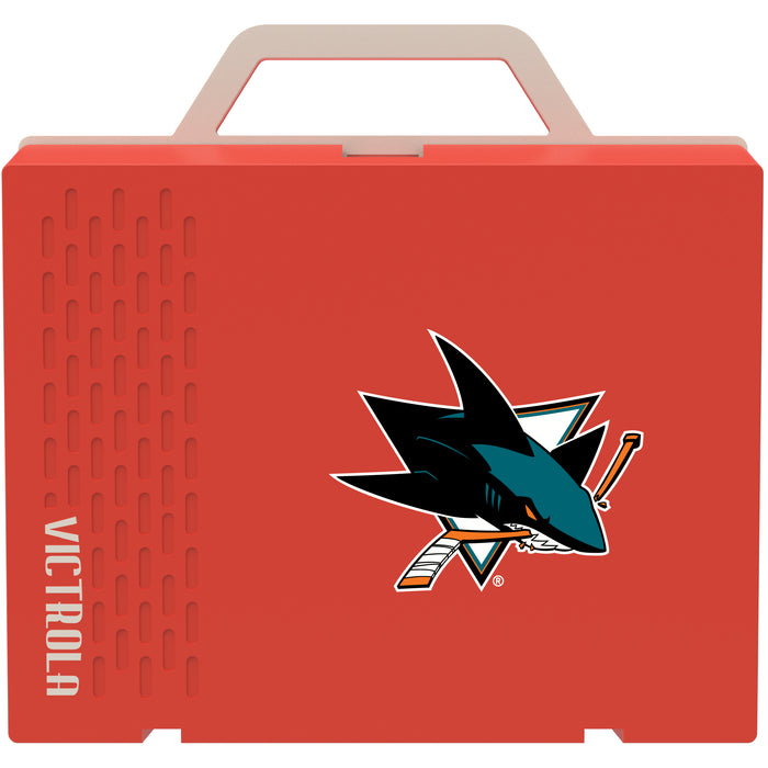 Victrola Re-Spin Sustainable Bluetooth Suitcase Record Player with San Jose Sharks Primary Logo