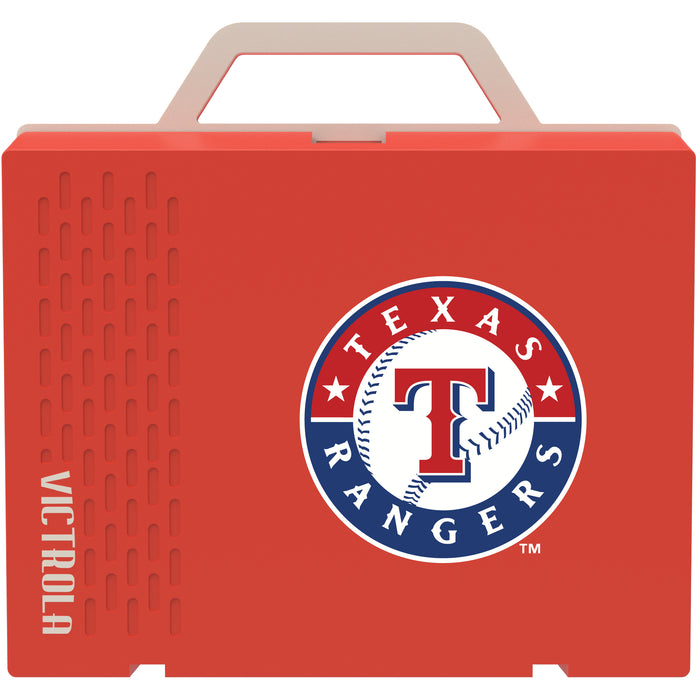 Victrola Re-Spin Sustainable Bluetooth Suitcase Record Player with Texas Rangers Primary Logo