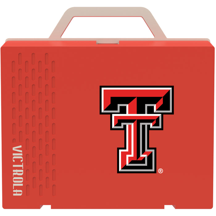 Victrola Re-Spin Sustainable Bluetooth Suitcase Record Player with Texas Tech Red Raiders Primary Logo