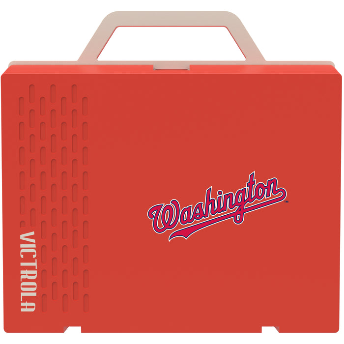 Victrola Re-Spin Sustainable Bluetooth Suitcase Record Player with Washington Nationals Wordmark Logo
