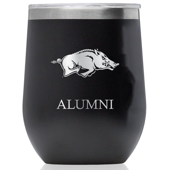 Corkcicle Stemless Wine Glass with Arkansas Razorbacks Alumnit Primary Logo