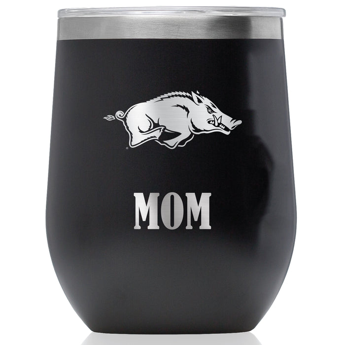 Corkcicle Stemless Wine Glass with Arkansas Razorbacks Mom Primary Logo