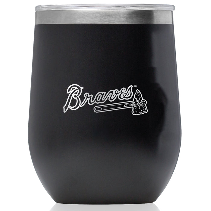 Corkcicle Stemless Wine Glass with Atlanta Braves Wordmark Etched Logo