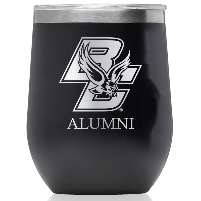 Corkcicle Stemless Wine Glass with Boston College Eagles Alumnit Primary Logo