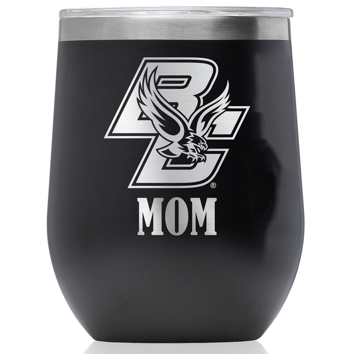 Corkcicle Stemless Wine Glass with Boston College Eagles Mom Primary Logo