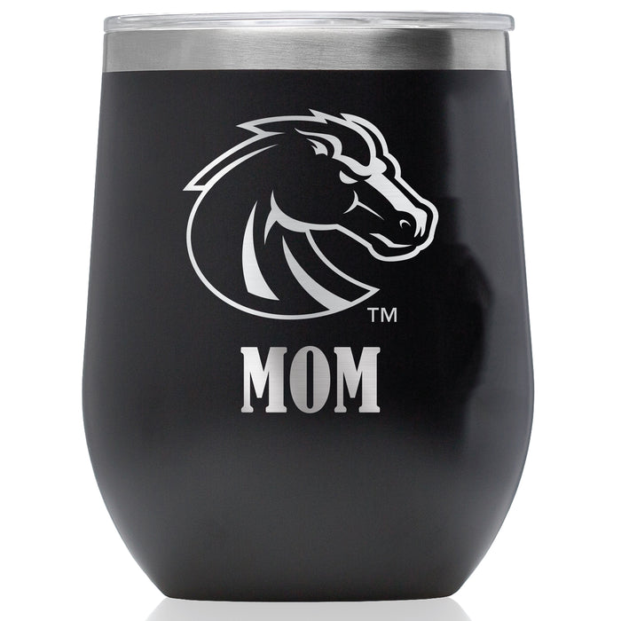 Corkcicle Stemless Wine Glass with Boise State Broncos Mom Primary Logo