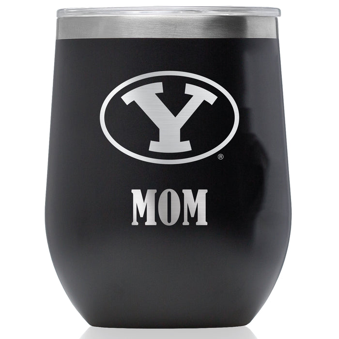 Corkcicle Stemless Wine Glass with Brigham Young Cougars Mom Primary Logo