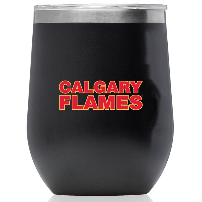 Corkcicle Stemless Wine Glass with Calgary Flames Secondary Logo