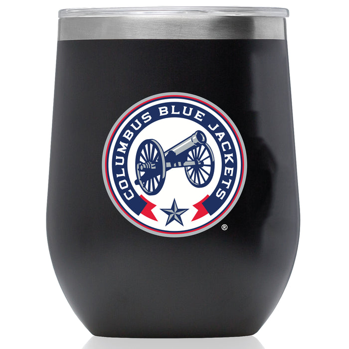 Corkcicle Stemless Wine Glass with Columbus Blue Jackets Secondary Logo