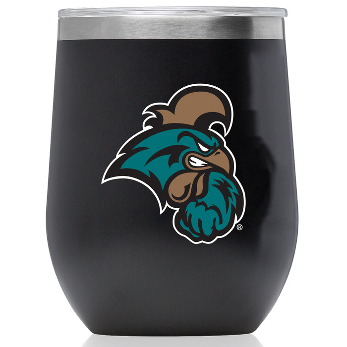 Corkcicle Stemless Wine Glass with Coastal Carolina Univ Chanticleers Primary Logo