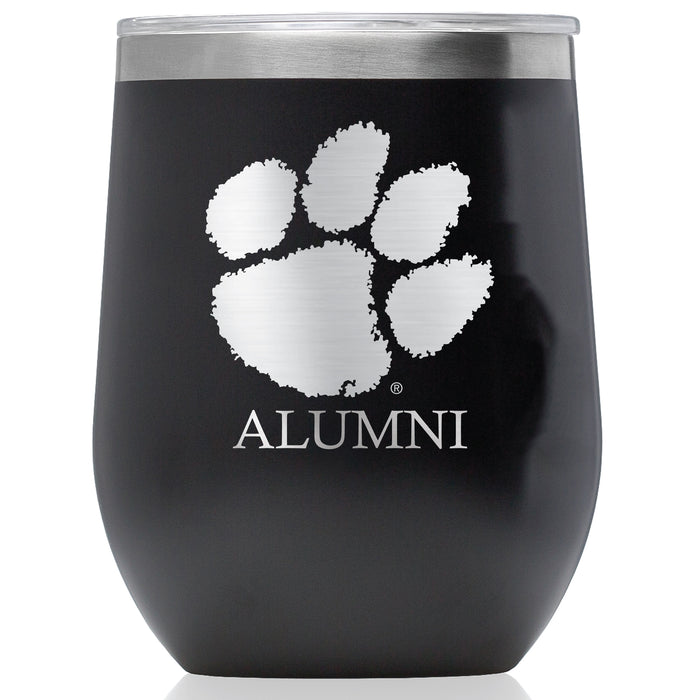 Corkcicle Stemless Wine Glass with Clemson Tigers Alumnit Primary Logo