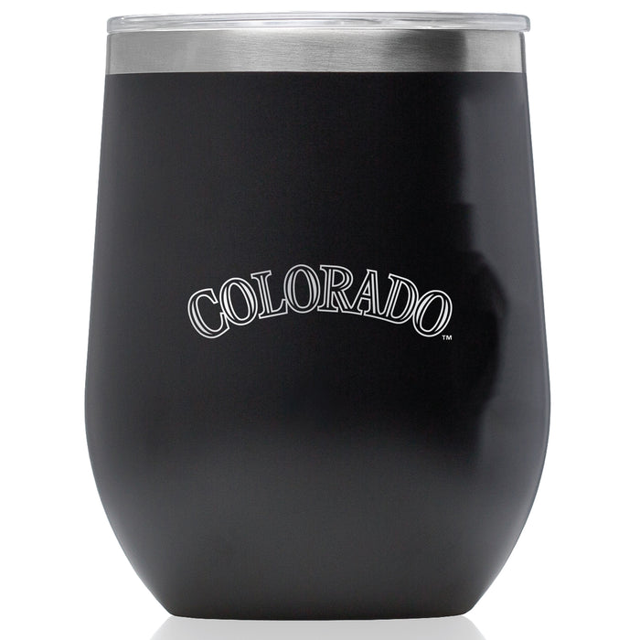 Corkcicle Stemless Wine Glass with Colorado Rockies Wordmark Etched Logo