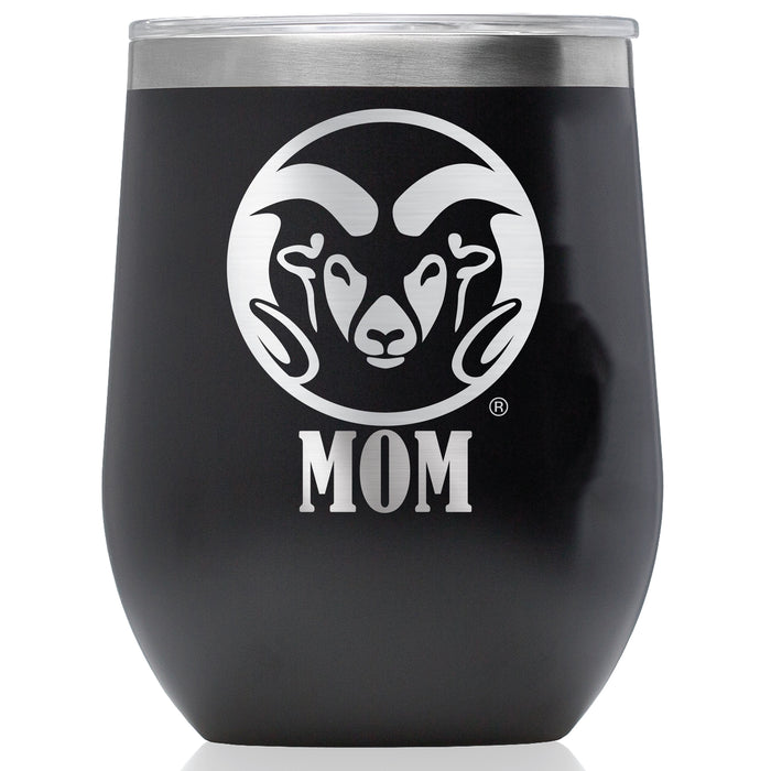 Corkcicle Stemless Wine Glass with Colorado State Rams Mom Primary Logo