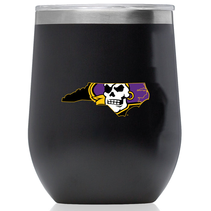 Corkcicle Stemless Wine Glass with East Carolina Pirates Secondary Logo