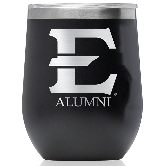 Corkcicle Stemless Wine Glass with Eastern Tennessee State Buccaneers Alumnit Primary Logo