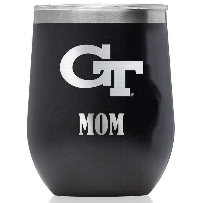 Corkcicle Stemless Wine Glass with Georgia Tech Yellow Jackets Mom Primary Logo