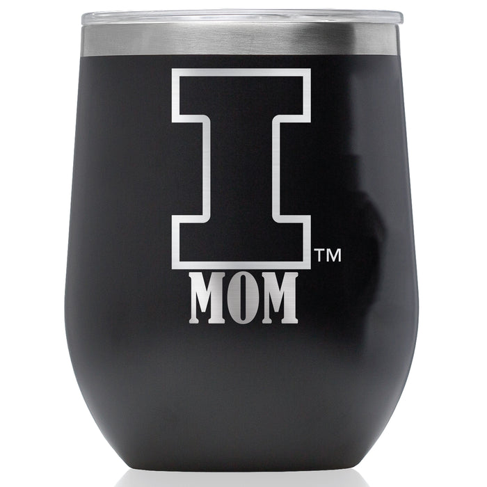 Corkcicle Stemless Wine Glass with Illinois Fighting Illini Mom Primary Logo