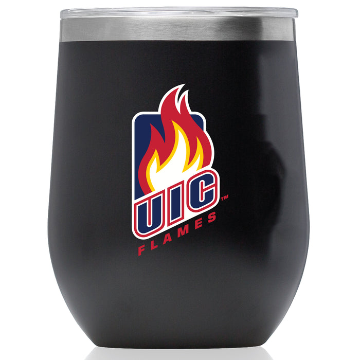 Corkcicle Stemless Wine Glass with Illinois @ Chicago Flames Primary Logo