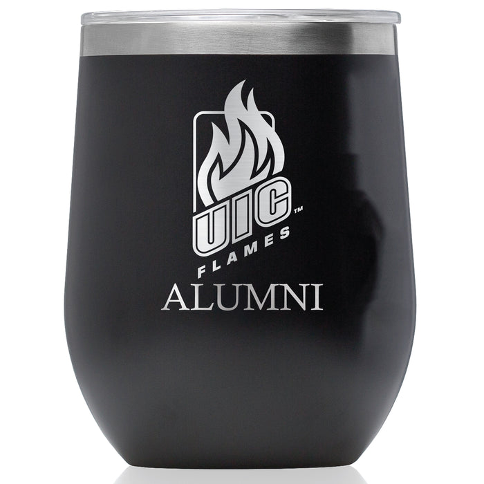 Corkcicle Stemless Wine Glass with Illinois @ Chicago Flames Alumnit Primary Logo