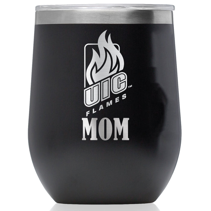 Corkcicle Stemless Wine Glass with Illinois @ Chicago Flames Mom Primary Logo