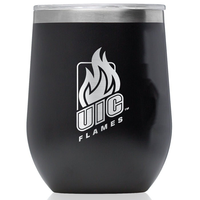 Corkcicle Stemless Wine Glass with Illinois @ Chicago Flames Primary Logo