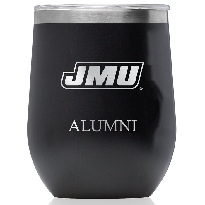 Corkcicle Stemless Wine Glass with James Madison Dukes Alumnit Primary Logo