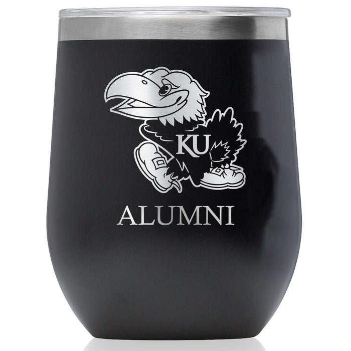 Corkcicle Stemless Wine Glass with Kansas Jayhawks Alumnit Primary Logo