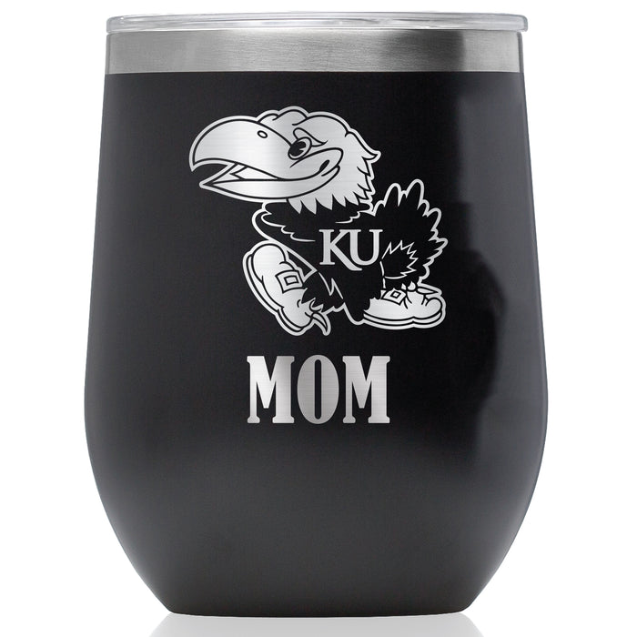 Corkcicle Stemless Wine Glass with Kansas Jayhawks Mom Primary Logo