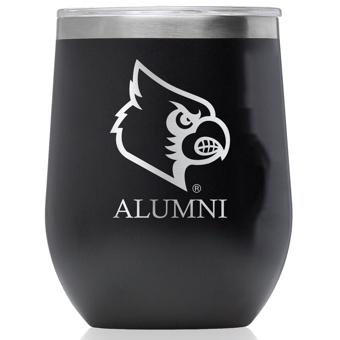 Corkcicle Stemless Wine Glass with Louisville Cardinals Alumnit Primary Logo