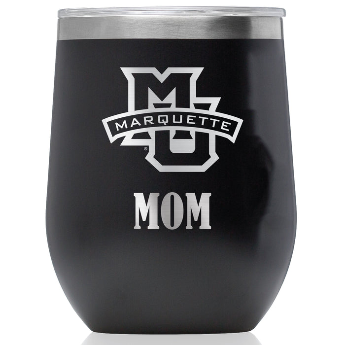 Corkcicle Stemless Wine Glass with Marquette Golden Eagles Mom Primary Logo