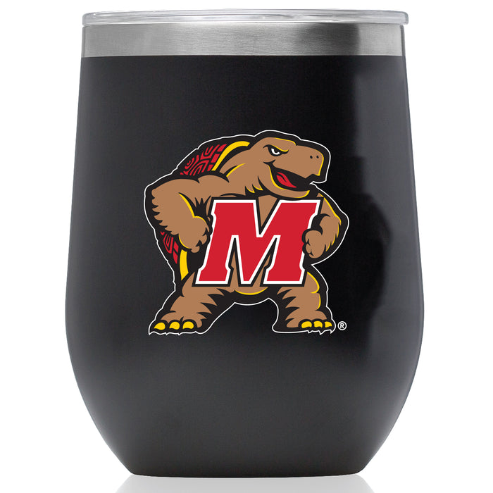 Corkcicle Stemless Wine Glass with Maryland Terrapins Secondary Logo