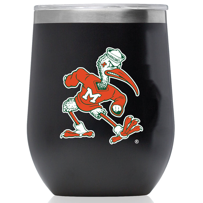 Corkcicle Stemless Wine Glass with Miami Hurricanes Secondary Logo