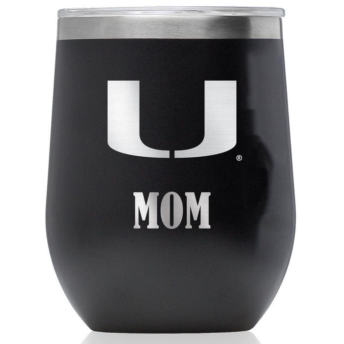 Corkcicle Stemless Wine Glass with Miami Hurricanes Mom Primary Logo