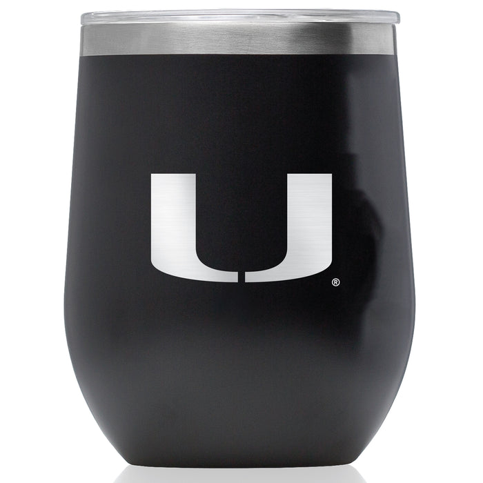 Corkcicle Stemless Wine Glass with Miami Hurricanes Primary Logo
