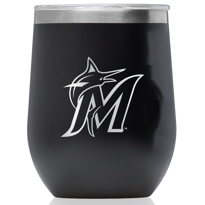 Corkcicle Stemless Wine Glass with Miami Marlins Secondary Etched Logo