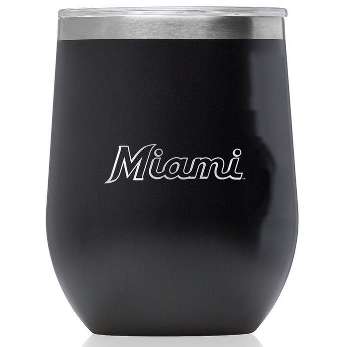 Corkcicle Stemless Wine Glass with Miami Marlins Wordmark Etched Logo