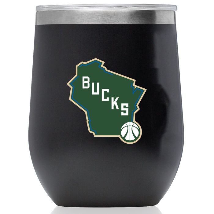 Corkcicle Stemless Wine Glass with Milwaukee Bucks Alternate 2 Logo