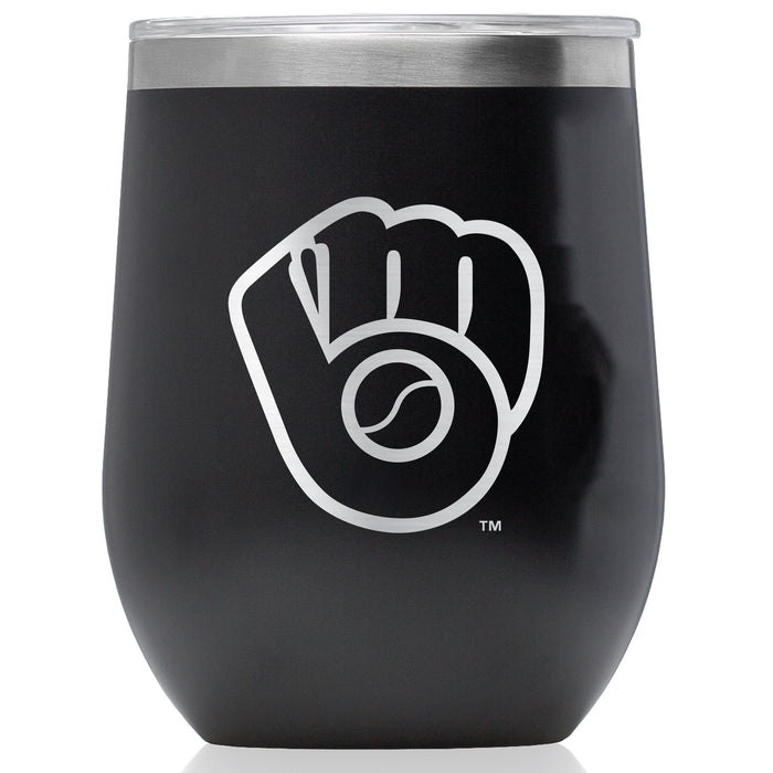 Corkcicle Stemless Wine Glass with Milwaukee Brewers Secondary Etched Logo