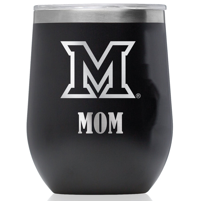 Corkcicle Stemless Wine Glass with Miami University RedHawks Mom Primary Logo