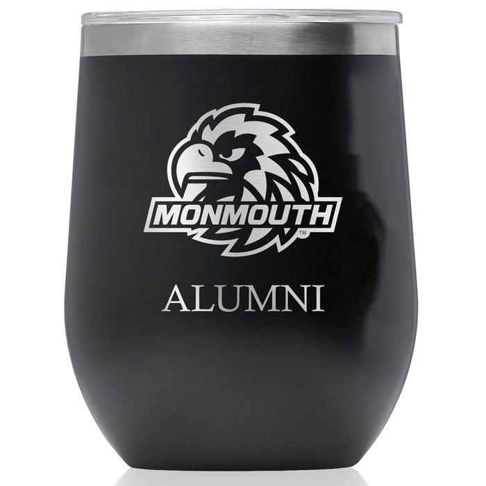 Corkcicle Stemless Wine Glass with Monmouth Hawks Alumnit Primary Logo