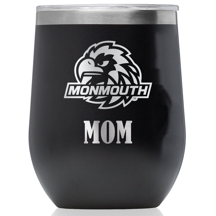 Corkcicle Stemless Wine Glass with Monmouth Hawks Mom Primary Logo
