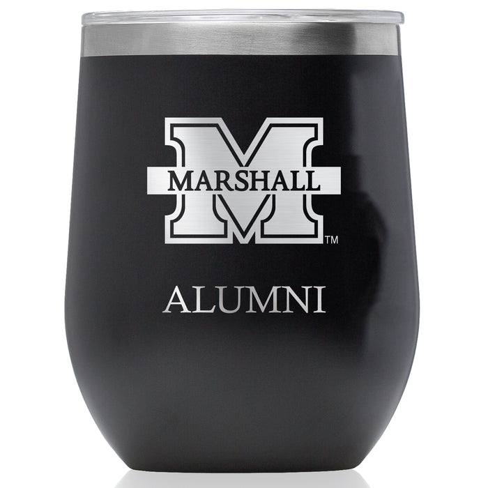 Corkcicle Stemless Wine Glass with Marshall Thundering Herd Alumnit Primary Logo